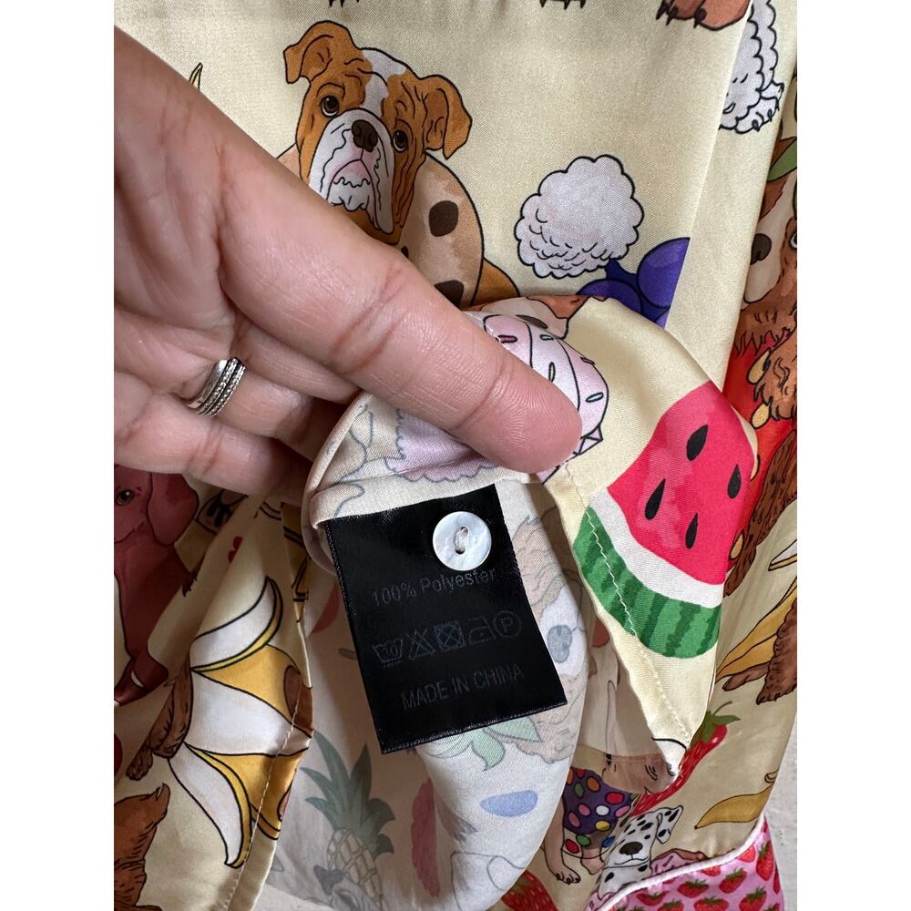 Karen Mabon Dogs Desserts Long Sleeve Pajama Top Strawberry Piping Womans Large - Picture 12 of 12